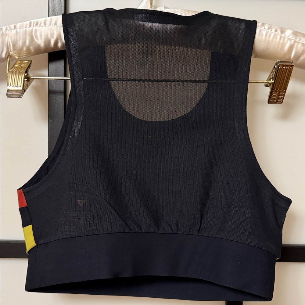 Lucas Hugh Designer Sports Bra | Colorblock & Mesh Back | Black Multi - Picture 9 of 10